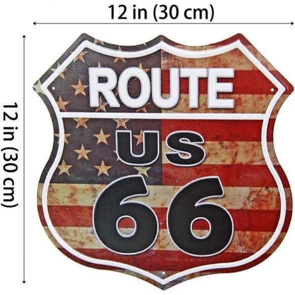 US Route 66 Signs Vintage Metal Road Signs Wall Decor (US Flag Road Street Sign) - Picture 3 of 6